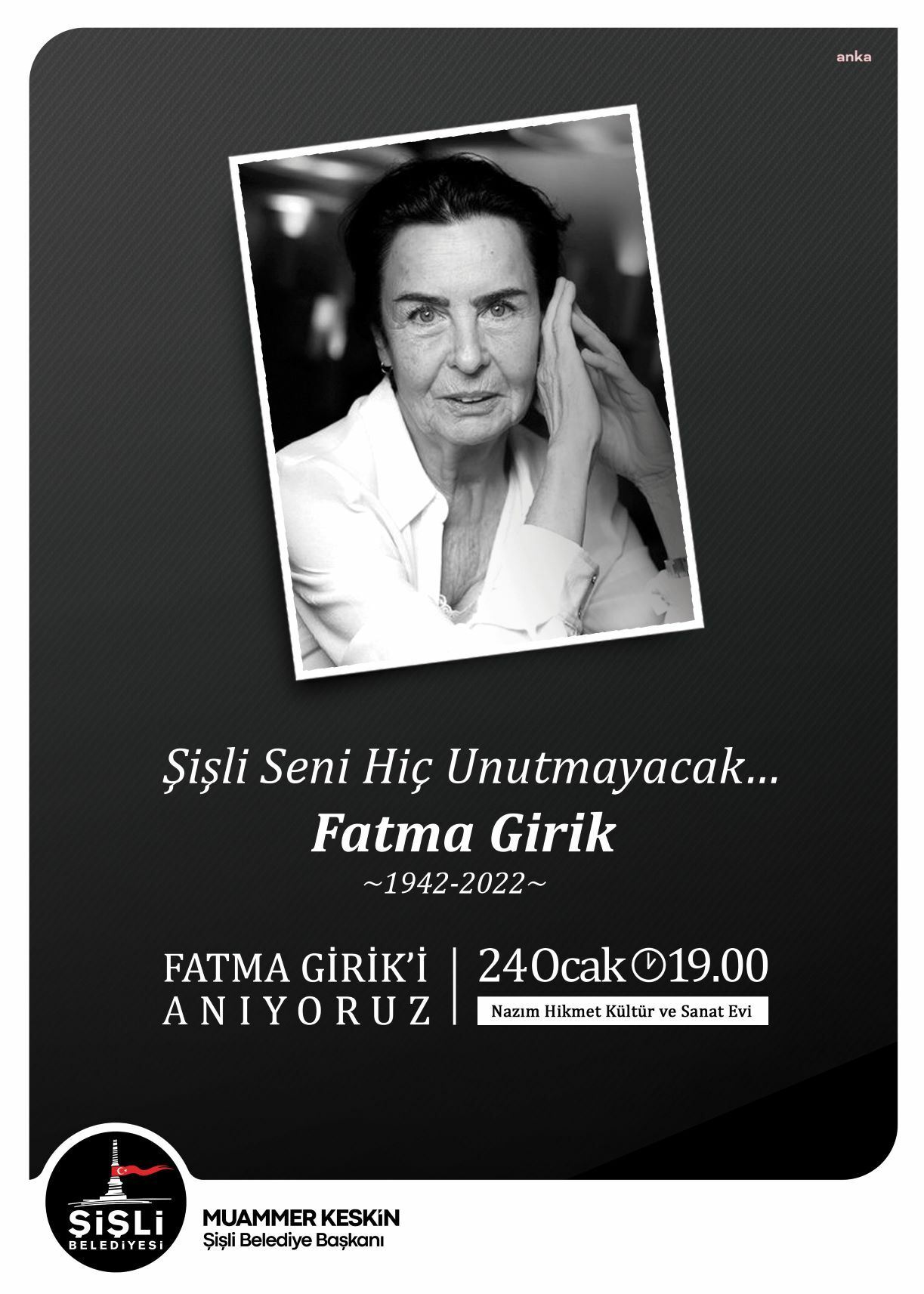 FATMA GİRİK, ŞİŞLİ’DE ANILACAK