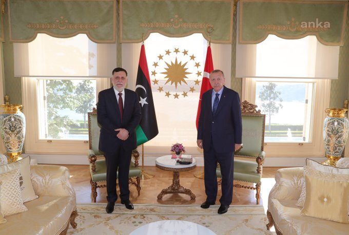 CUMHURBAŞKANI ERDOĞAN, LİBYA BAŞBAKANI FAYİZ ES SERRAC İLE GÖRÜŞTÜ