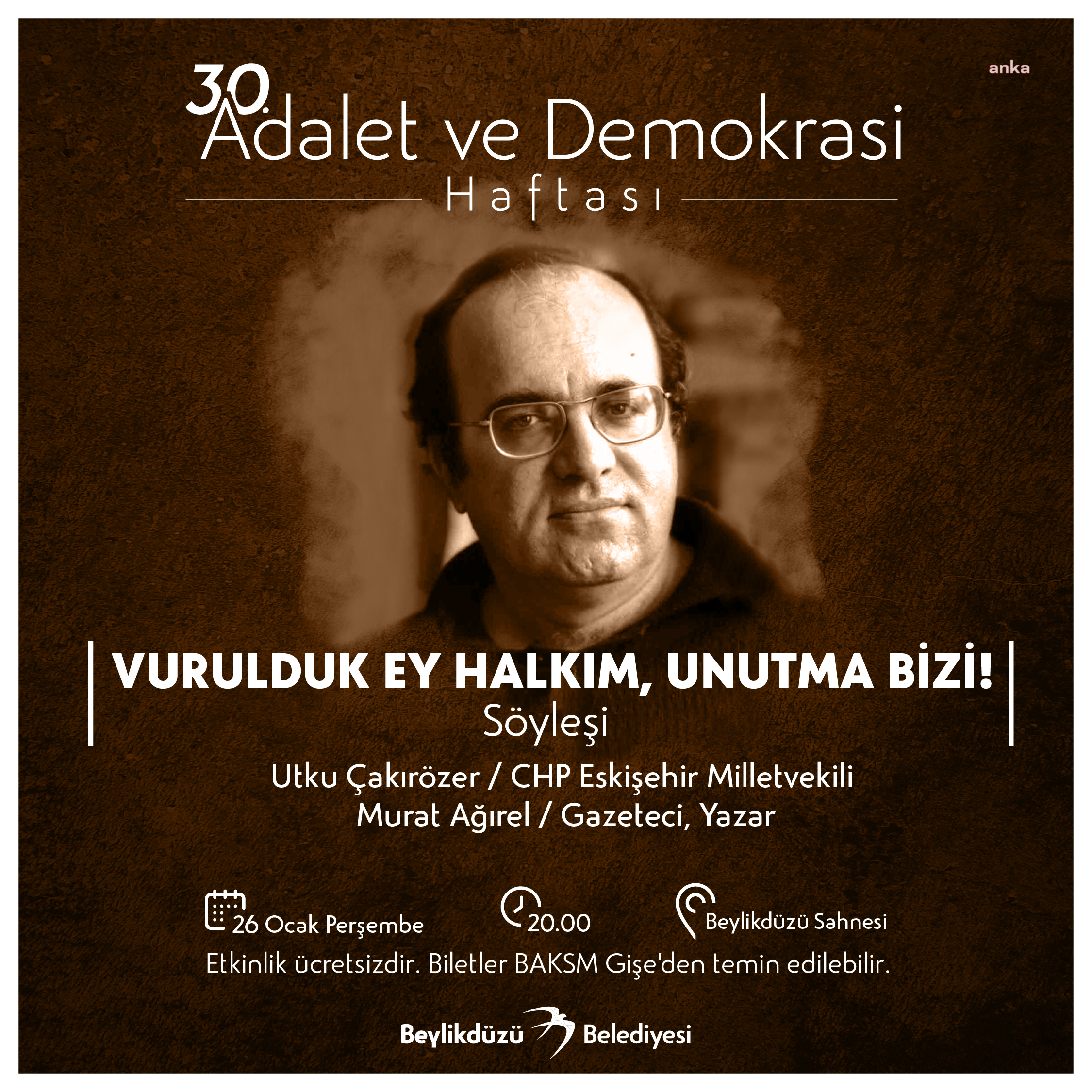 BEYLİKDÜZÜ, NAZIM HİKMET VE UĞUR MUMCU’YU ANACAK
