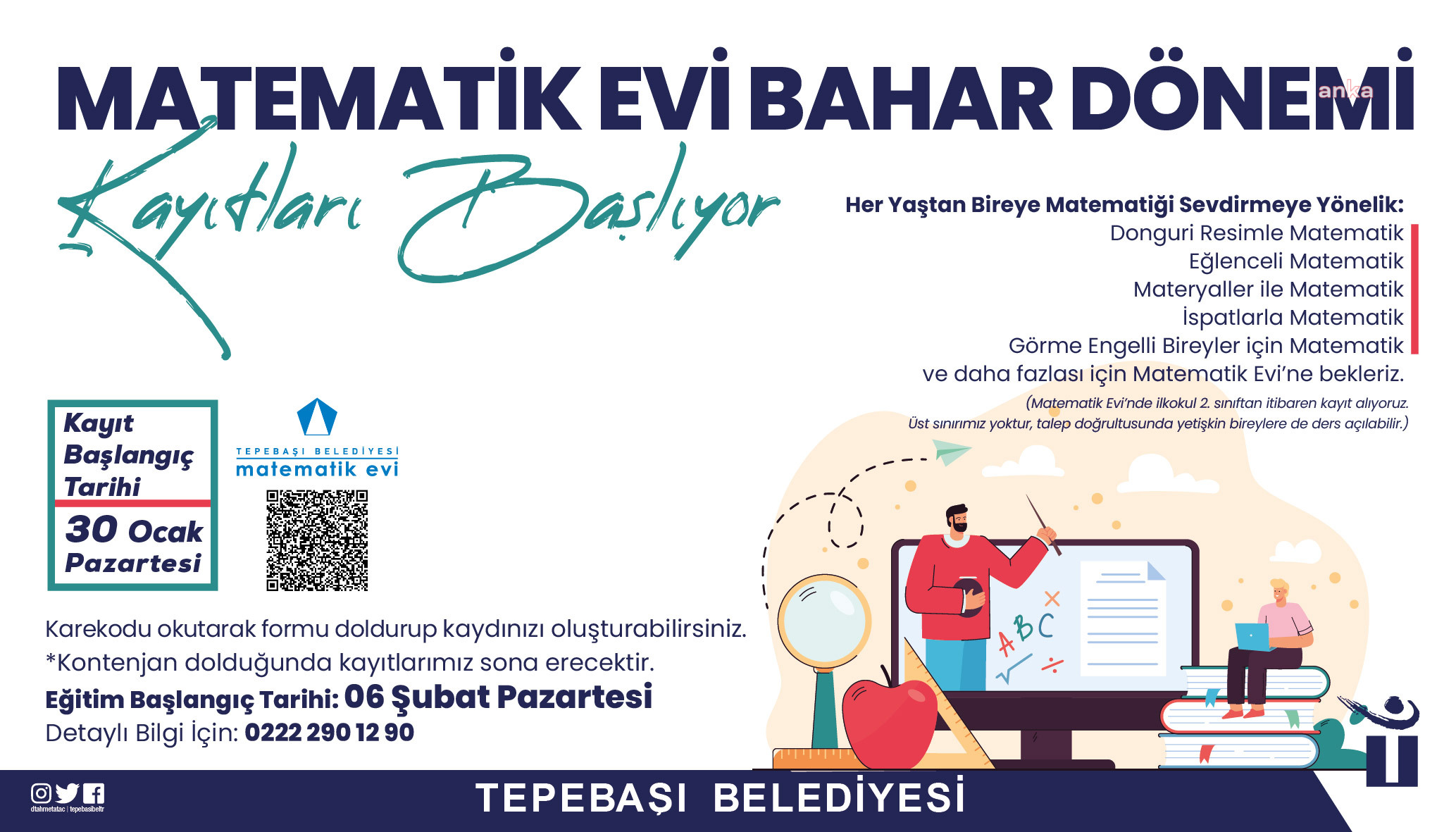TEPEBAŞI BELEDİYESİ’NİN MATEMATİK EVİ’NDE KAYITLAR BAŞLIYOR