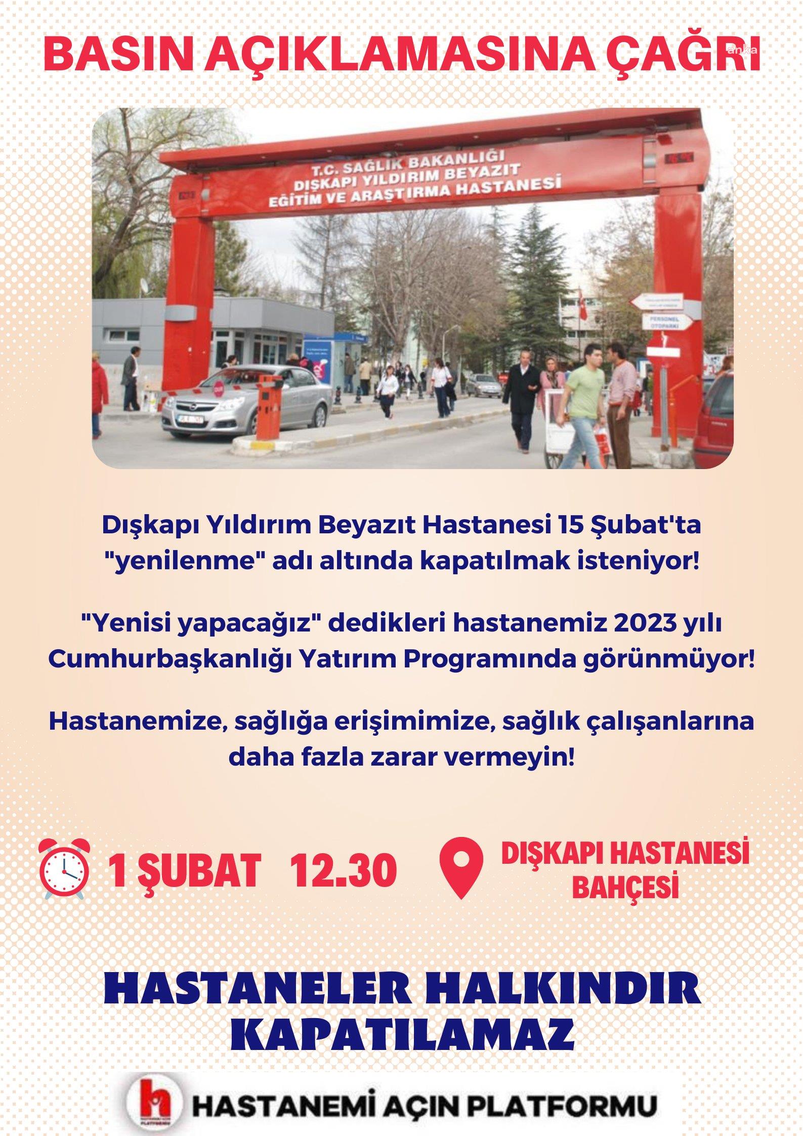 HASTANEMİ AÇIN PLATFORMU, SAMİ ULUS ÇOCUK VE KADIN DOĞUM HASTANESİ'NİN KAPATILMAMASI İÇİN 1 ŞUBAT’TA EYLEM YAPACAK