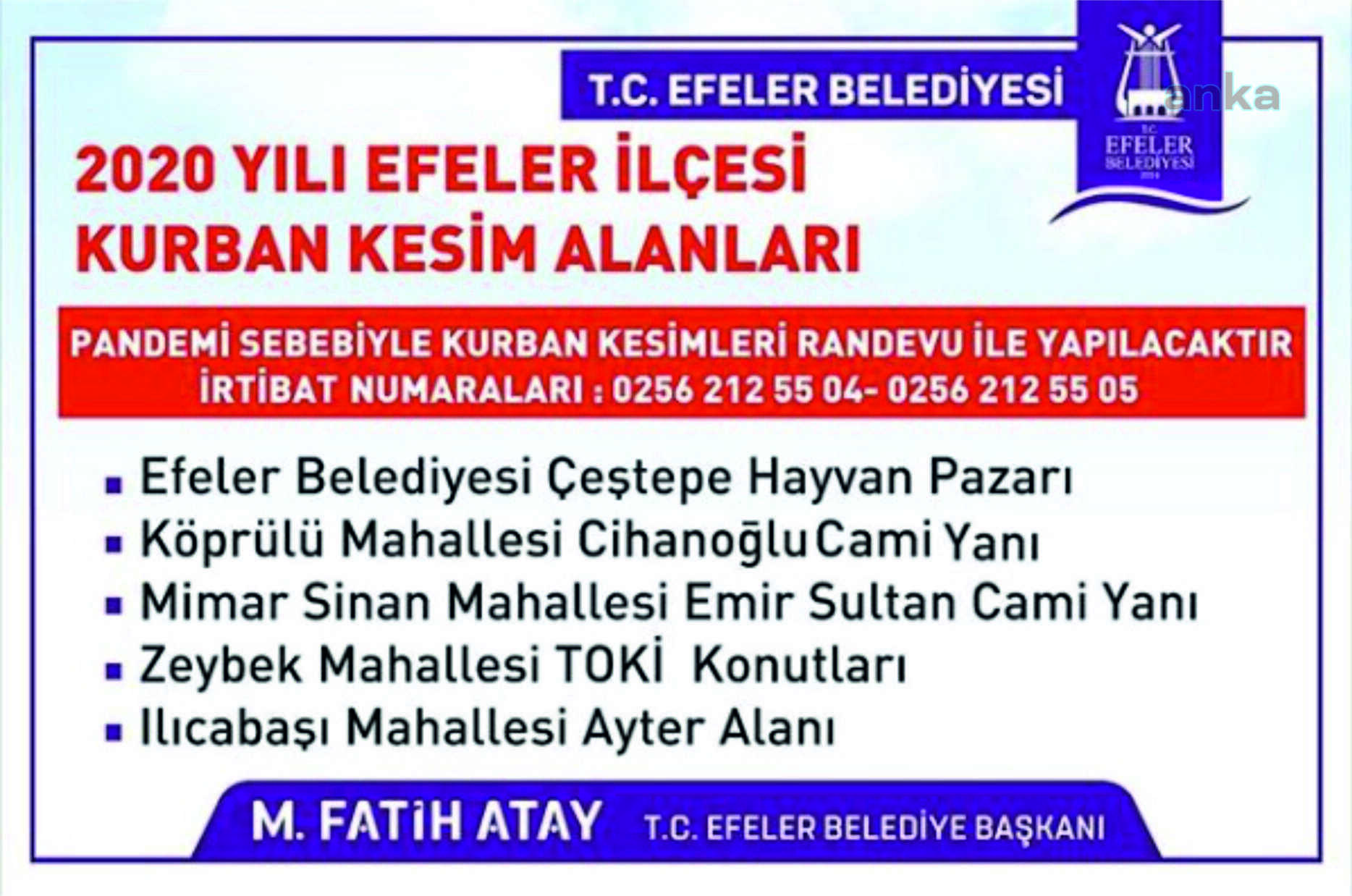 EFELER’DE KURBAN KESİM YERLERİ BELLİ OLDU