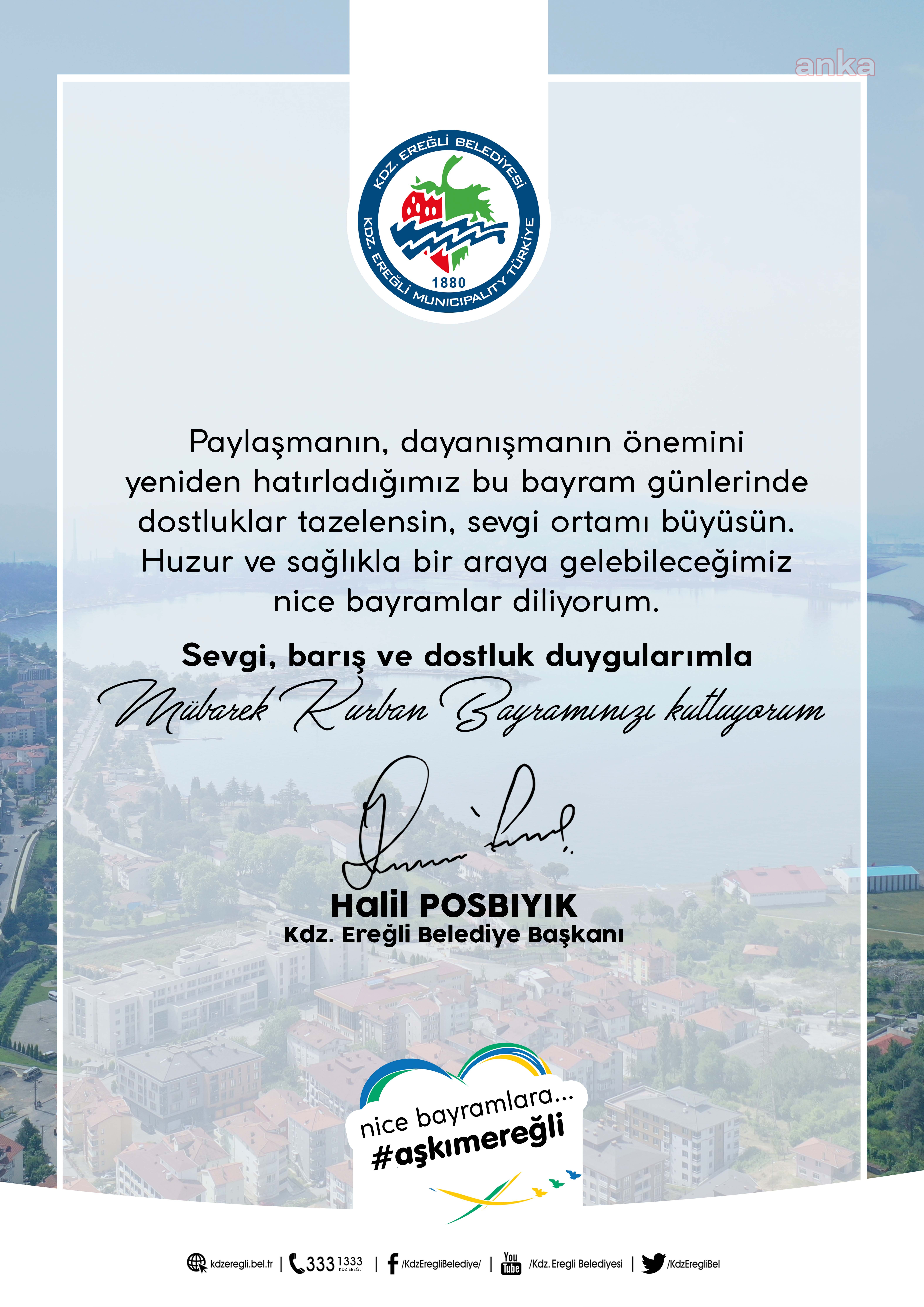 KDZ. EREĞLİ BELEDİYE BAŞKANI POSBIYIK, KURBAN BAYRAMI’NI KUTLADI