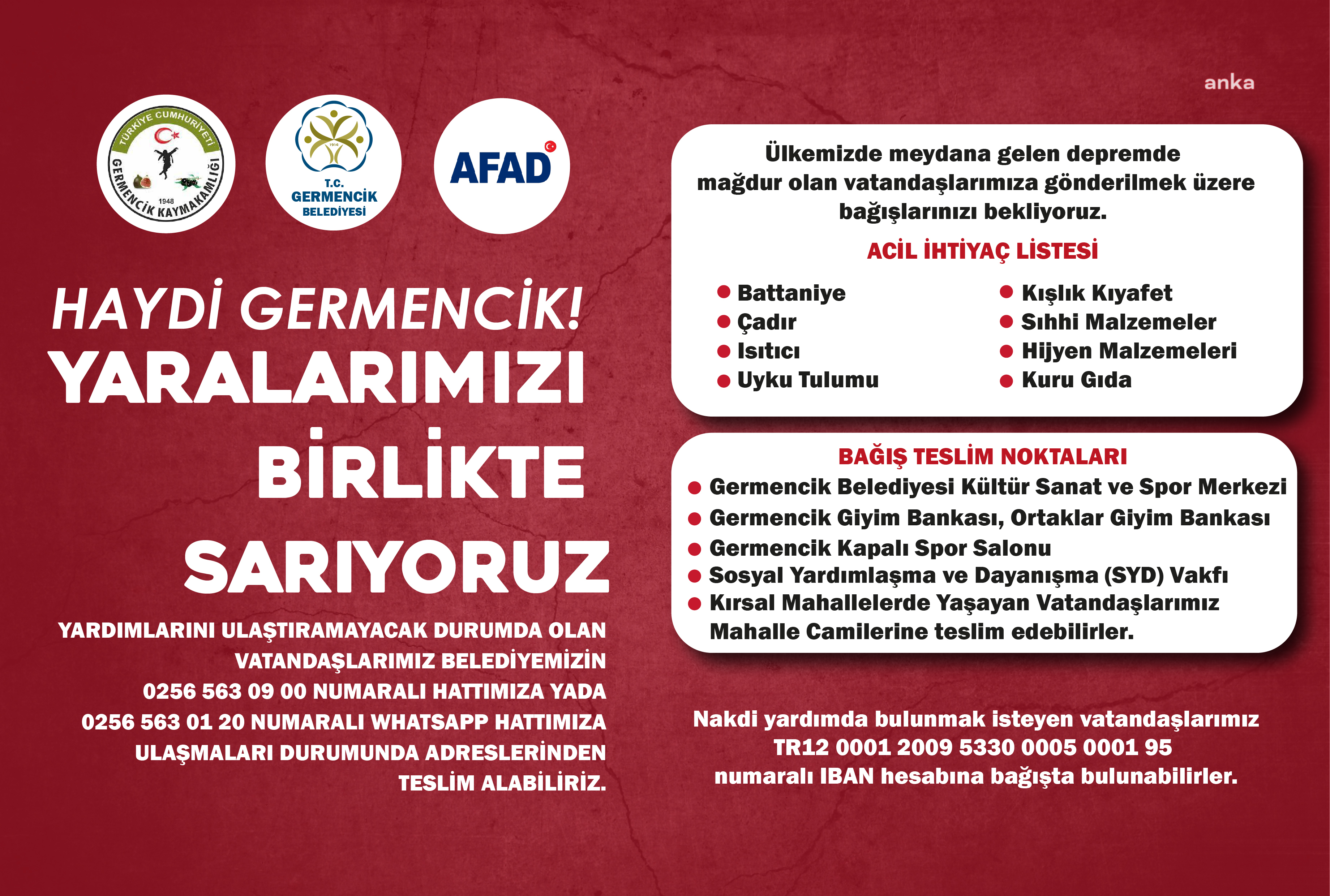 AYDIN GERMENCİK’TEN DEPREM BÖLGESİ İÇİN YARDIM KAMPANYASI