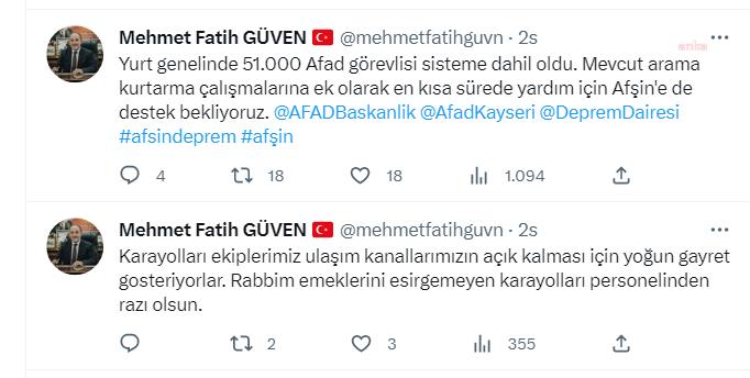 AFŞİN BELEDİYE BAŞKANI GÜVEN, ARAMA KURTARMA ÇALIŞMALARI İÇİN DESTEK ÇAĞRISINDA BULUNDU