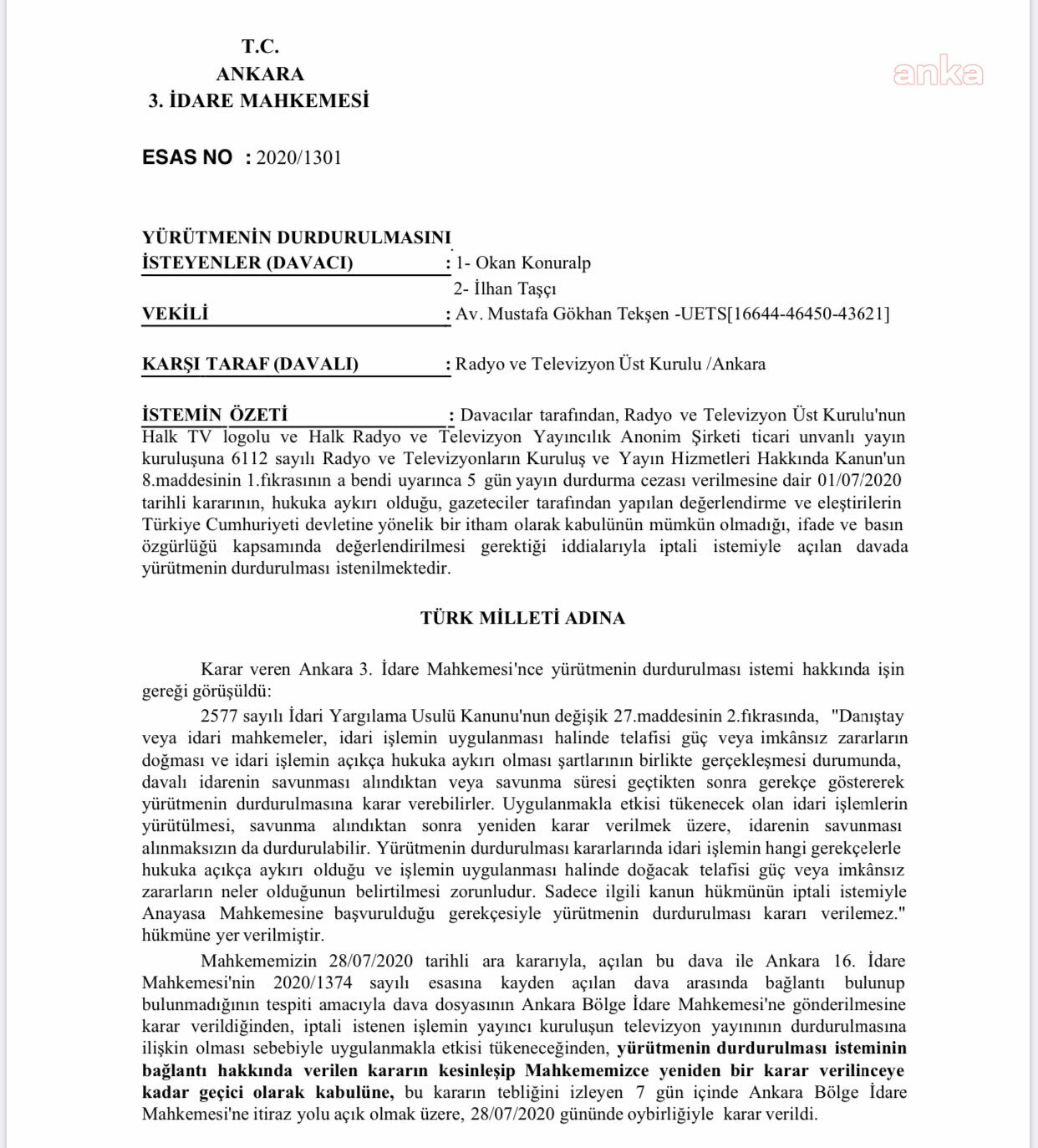 HALK TV’YE ‘EKRAN KARARTMA’ CEZASI DURDURULDU