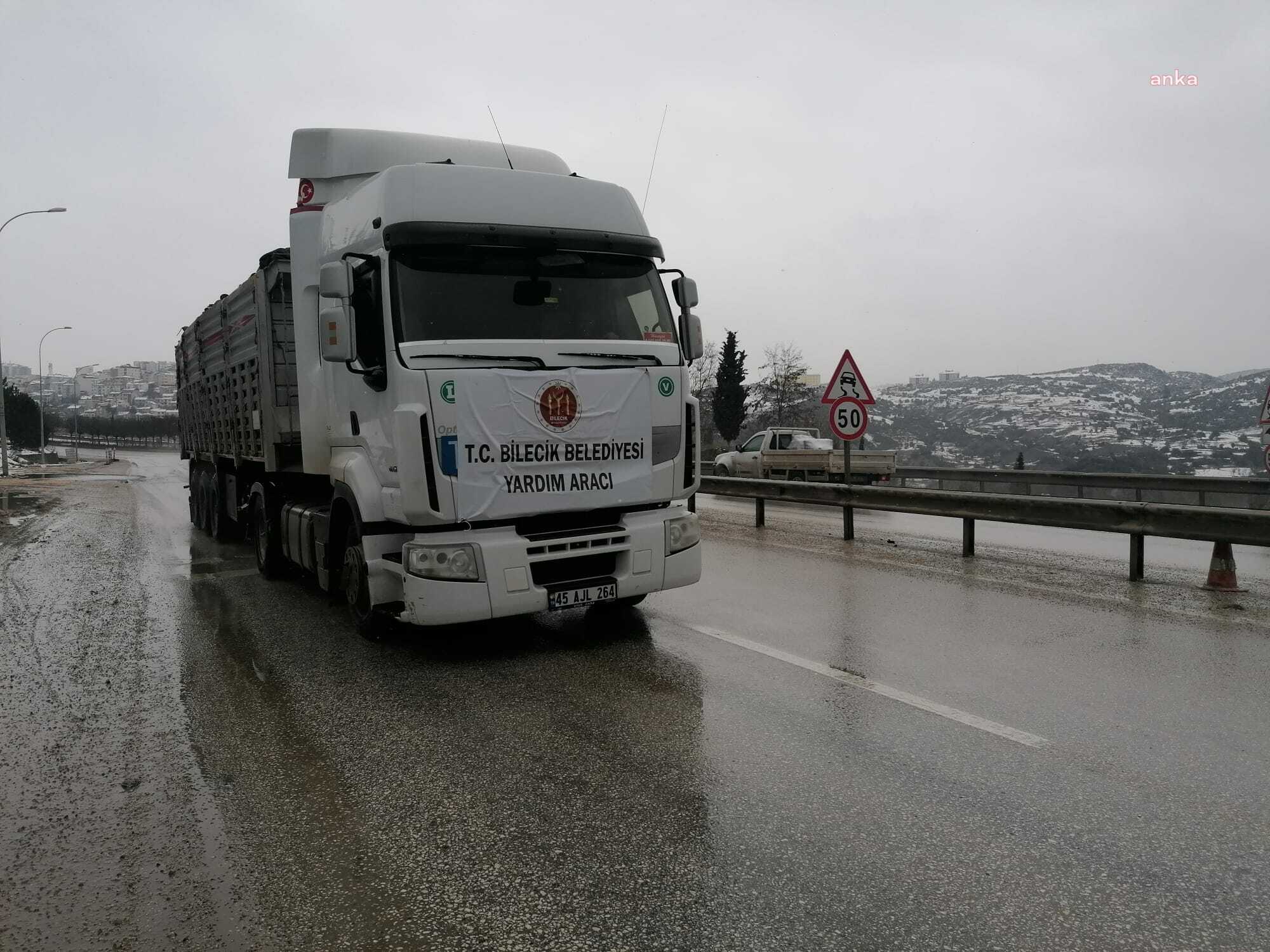 ODUN YÜKLÜ 2. TIR, BİLECİK'TEN DEPREM BÖLGESİNE DOĞRU YOLA ÇIKTI