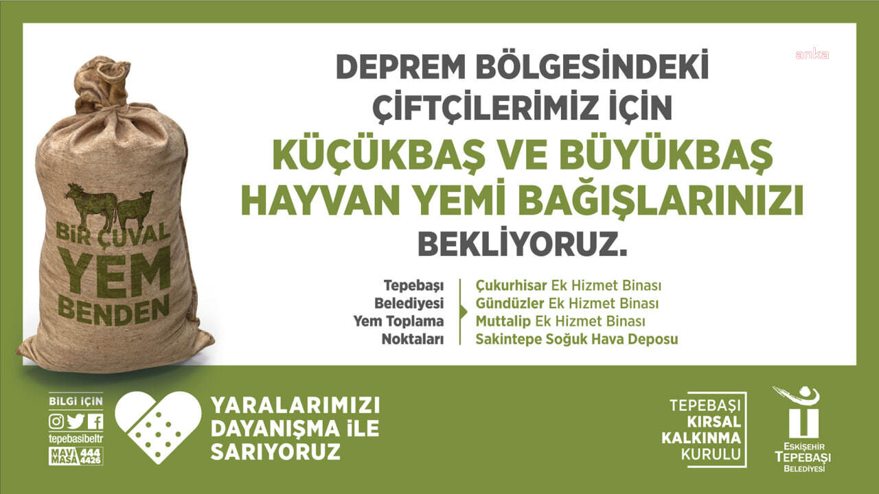 TEPEBAŞI’NDAN DEPREM BÖLGESİNDEKİ BESİCİLERE DESTEK İÇİN ‘BİR ÇUVAL YEM BENDEN’ KAMPANYASI