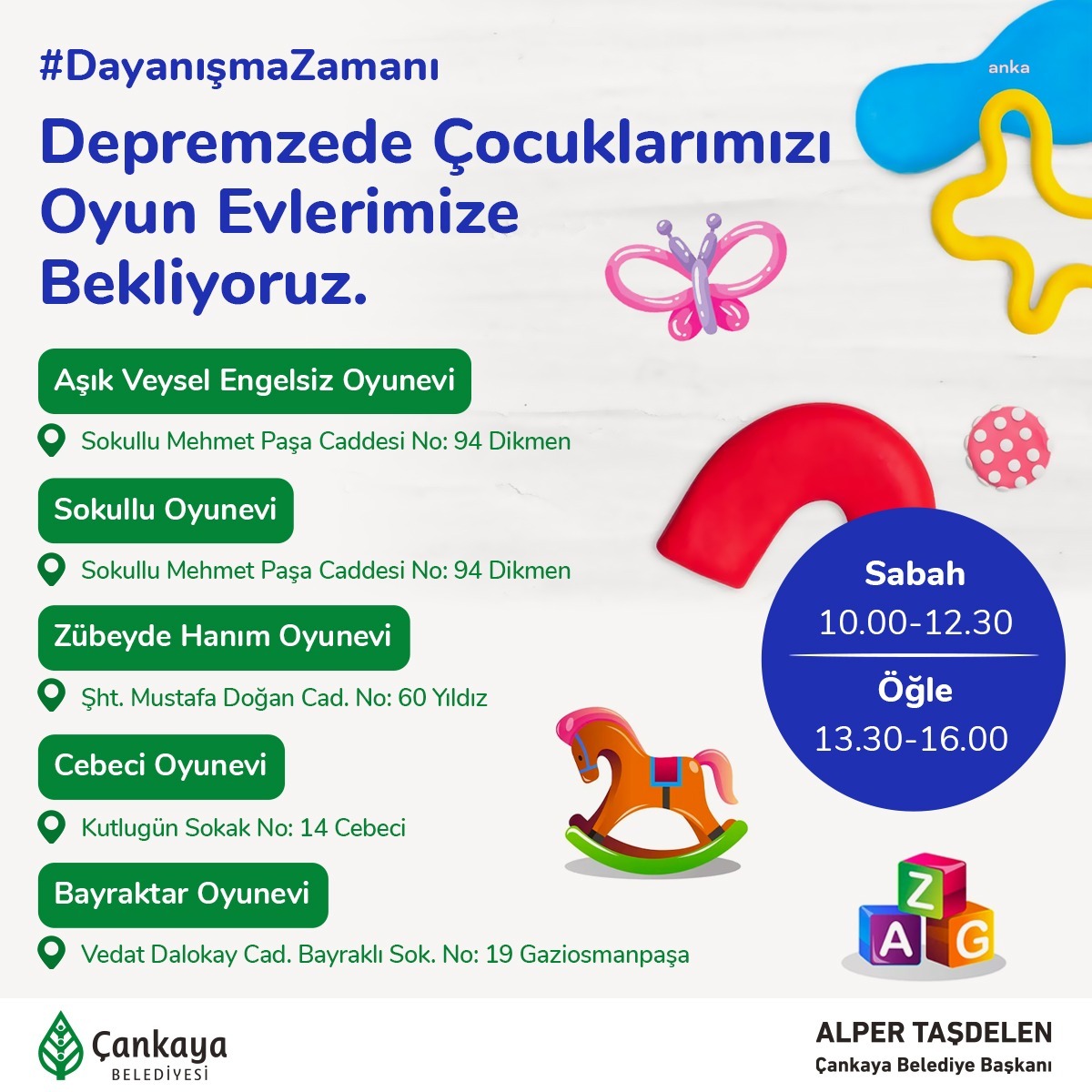 ÇANKAYA BELEDİYESİ OYUNEVLERİ DEPREMZEDE ÇOCUKLARA AÇILDI