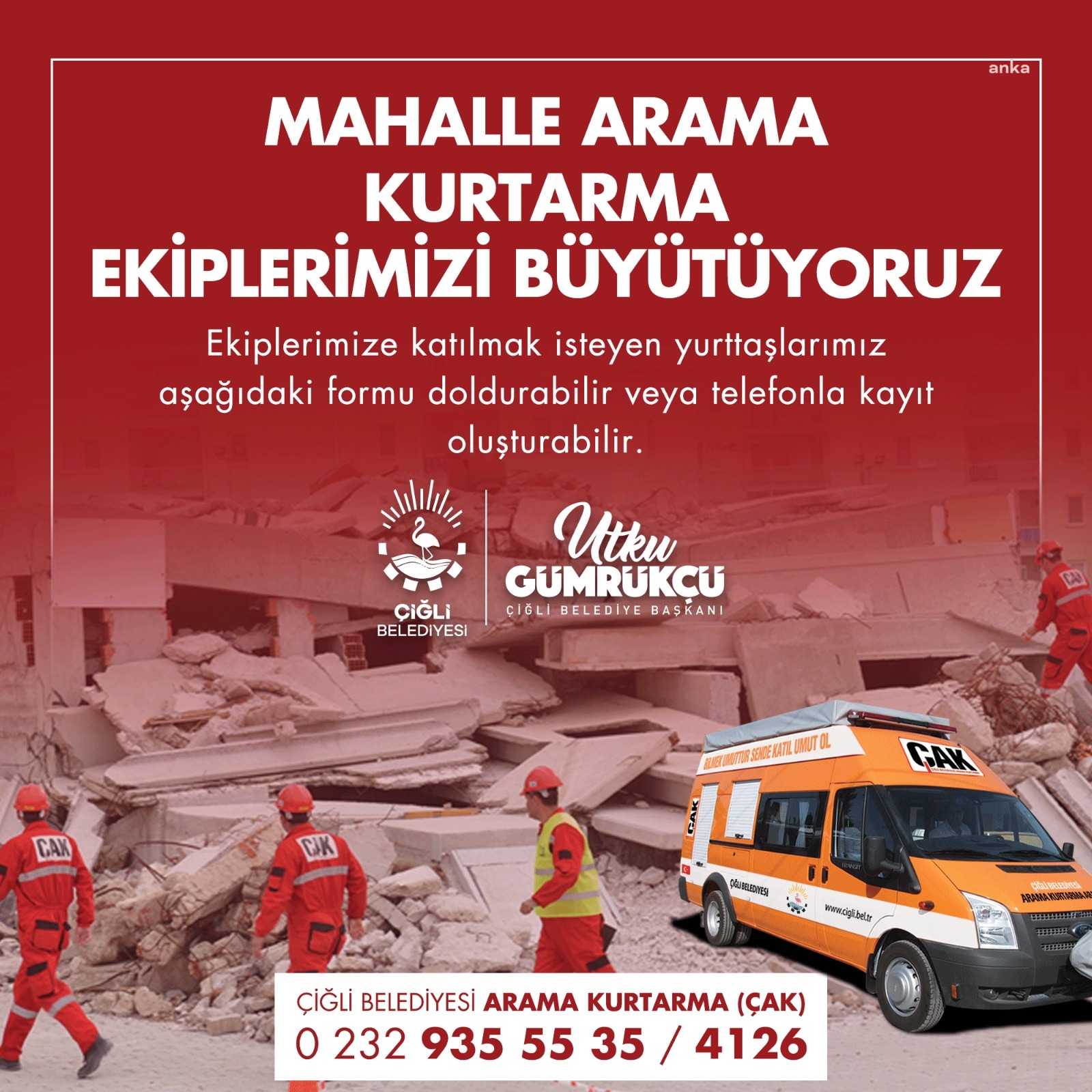 ÇİĞLİ BELEDİYESİ MAHALLE ARAMA KURTARMA EKİBİNE YENİ GÖNÜLLÜLER ARIYOR