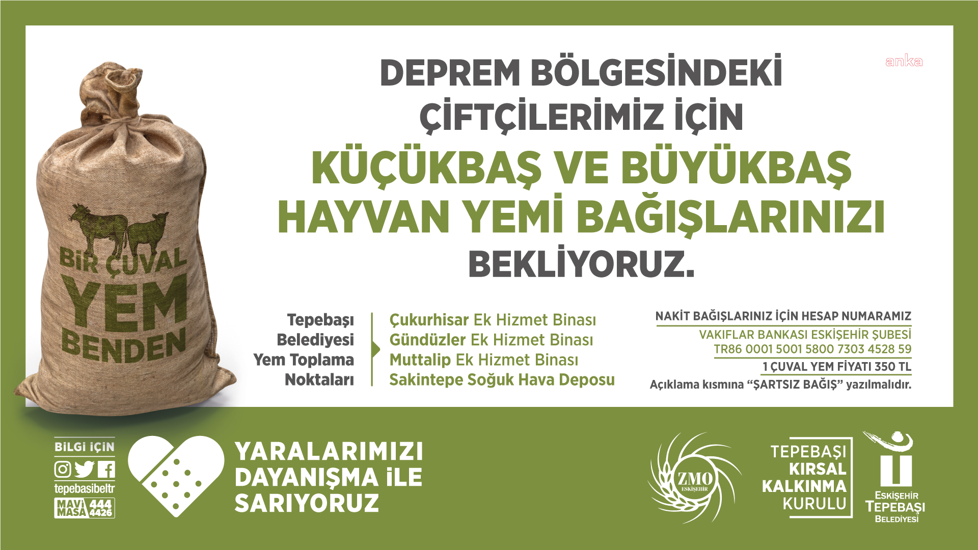 TEPEBAŞI’NDAN DEPREM BÖLGESİNDEKİ ÇİFTÇİYE YEM DESTEĞİ