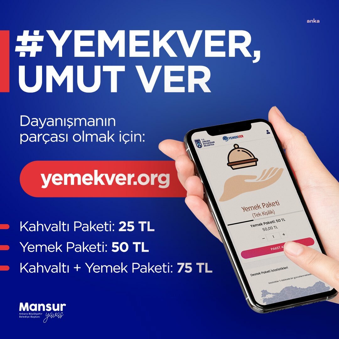 ANKARA BÜYÜKŞEHİR BELEDİYESİ’NİN ‘YEMEK VER’ KAMPANYASINA DESTEK 10 MİLYON TL’Yİ AŞTI