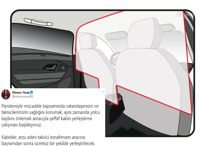 ANKARA’DA TAKSİLERE KORONAYA KARŞI  ÜCRETSİZ  KABİN YERLEŞTİRİLECEK