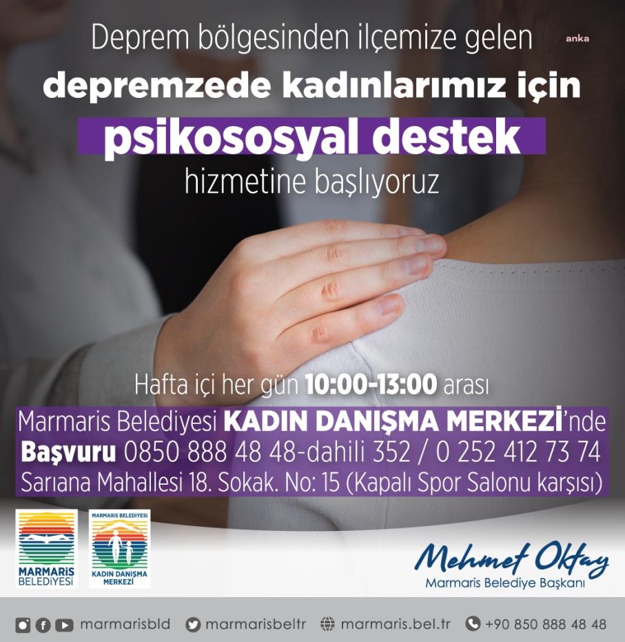 MARMARİS BELEDİYESİ’NDEN DEPREMZEDE KADINLARA PSİKOLOJİK DESTEK