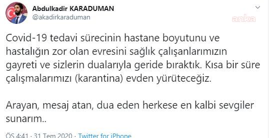 KORONAVİRÜSE YAKALANAN SAADET’Lİ VEKİLİN SAĞLIK DURUMU HAKKINDA YENİ GELİŞME