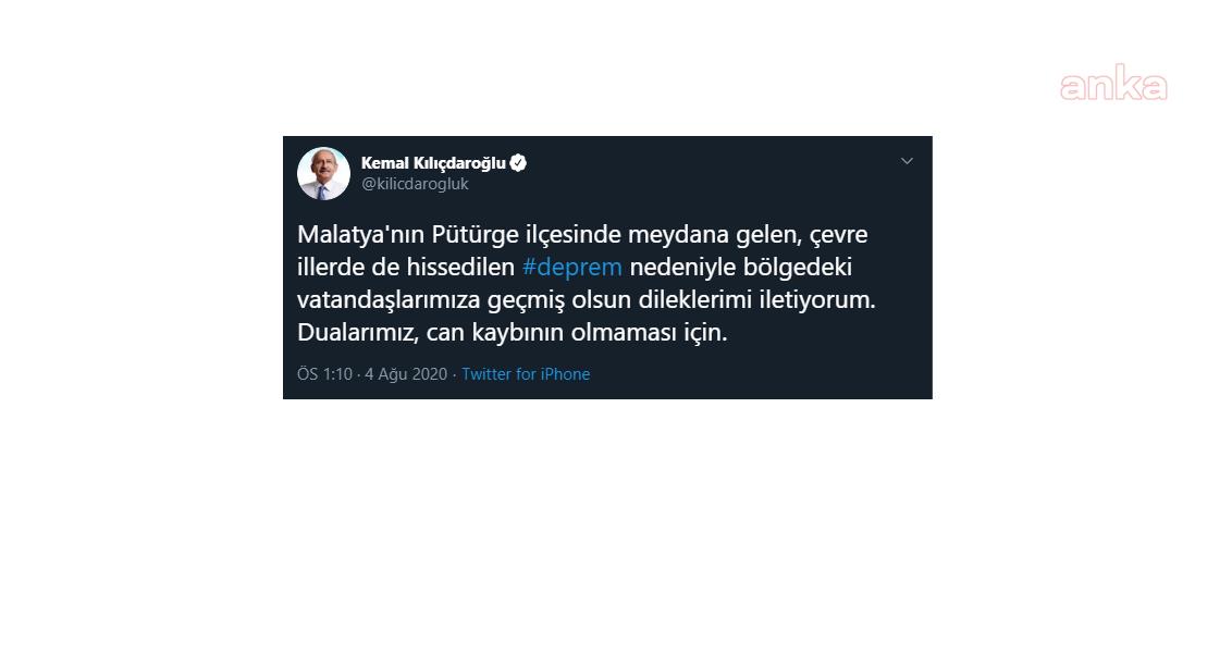 KILIÇDAROĞLU'NDAN MALATYA'YA "GEÇMİŞ OLSUN" MESAJI