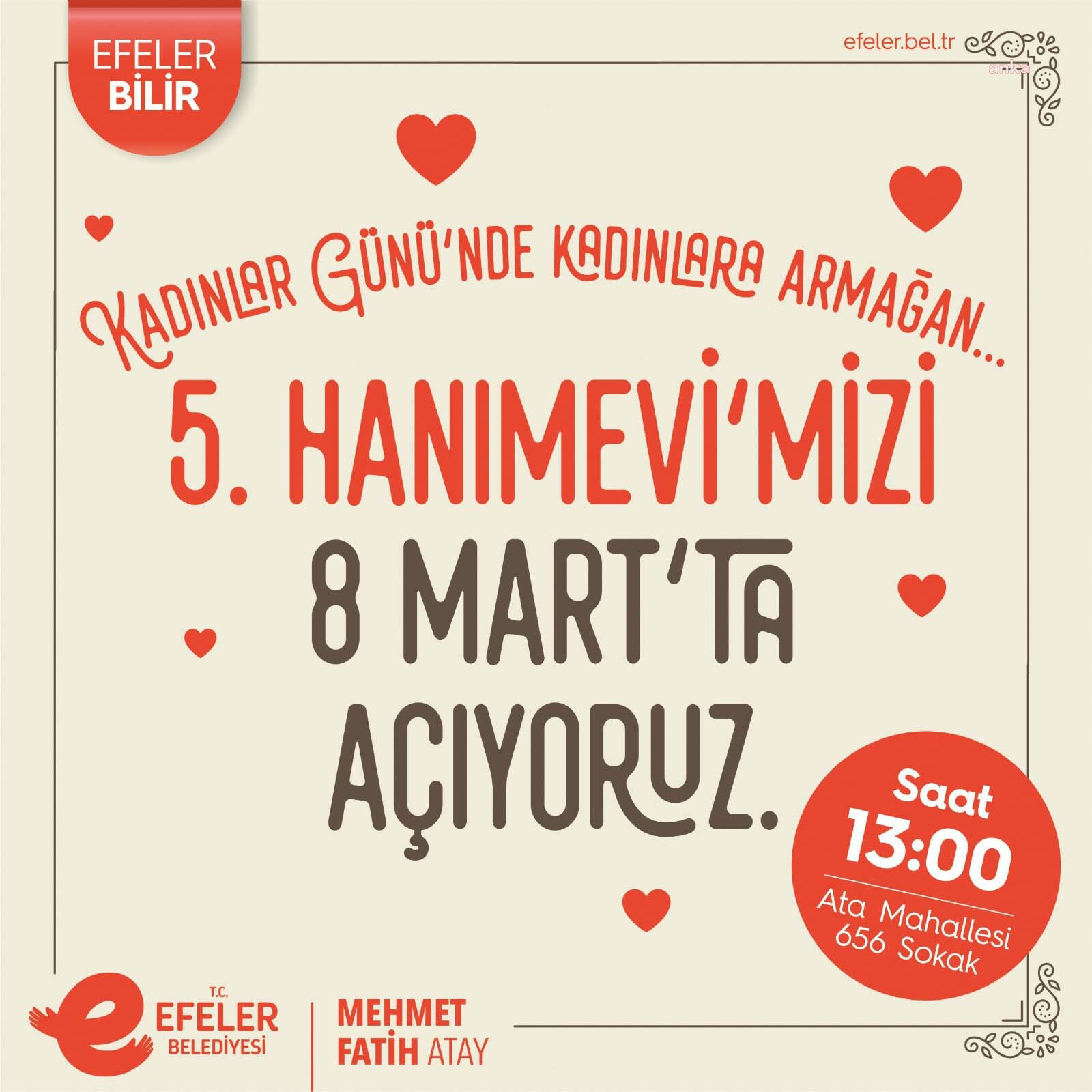EFELER BELEDİYESİ’NDEN DÜNYA KADINLAR GÜNÜ’NE ÖZEL HEDİYE