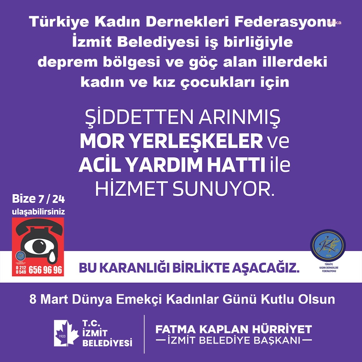 İZMİT BELEDİYESİ VE KADIN DERNEKLERİ FEDERASYONU, DEPREMZEDE KADIN VE ÇOCUKLARIN YANINDA