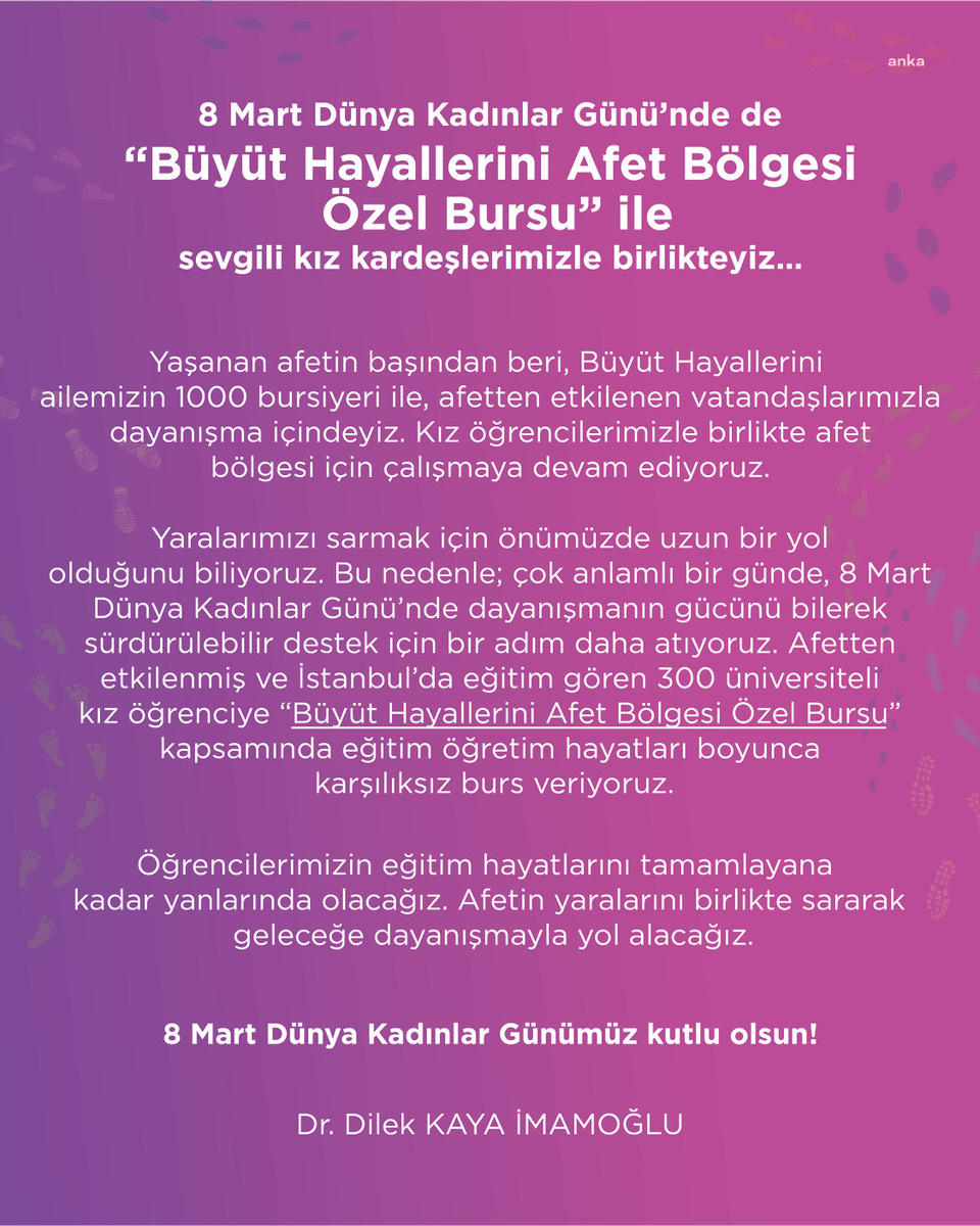 İBB’DEN DEPREMZEDE KIZ ÖĞRENCİLERE ÖZEL BURS