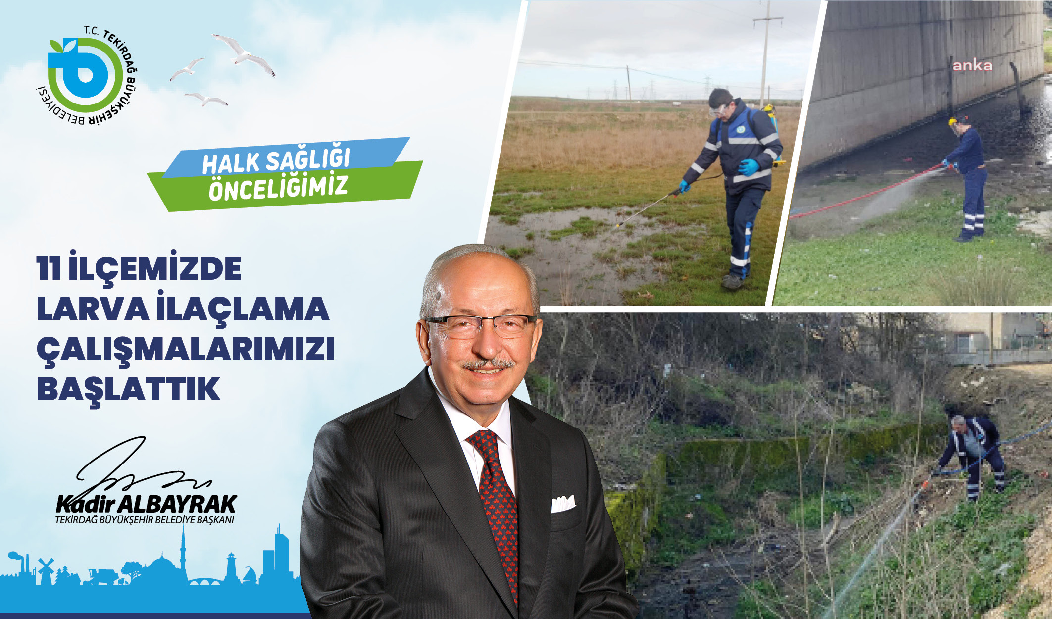 TEKİRDAĞ BÜYÜKŞEHİR, 11 İLÇEDE LARVA İLAÇLAMA ÇALIŞMASI BAŞLATTI