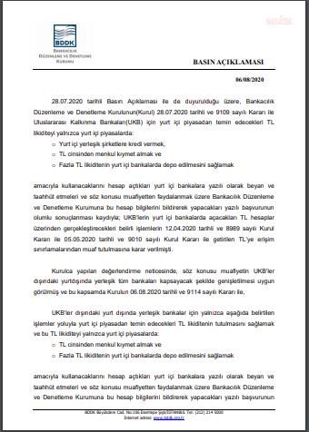 BDDK, YURT DIŞINDA YERLEŞİK BANKALARA DA ESNEKLİK GETİRDİ