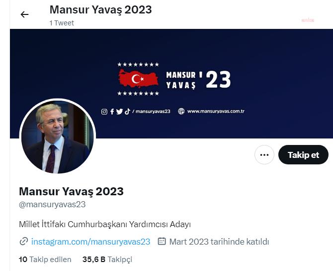 MANSUR YAVAŞ, SEÇİM ÇALIŞMALARI İÇİN YENİ SOSYAL MEDYA HESAPLARINI KULLANACAK
