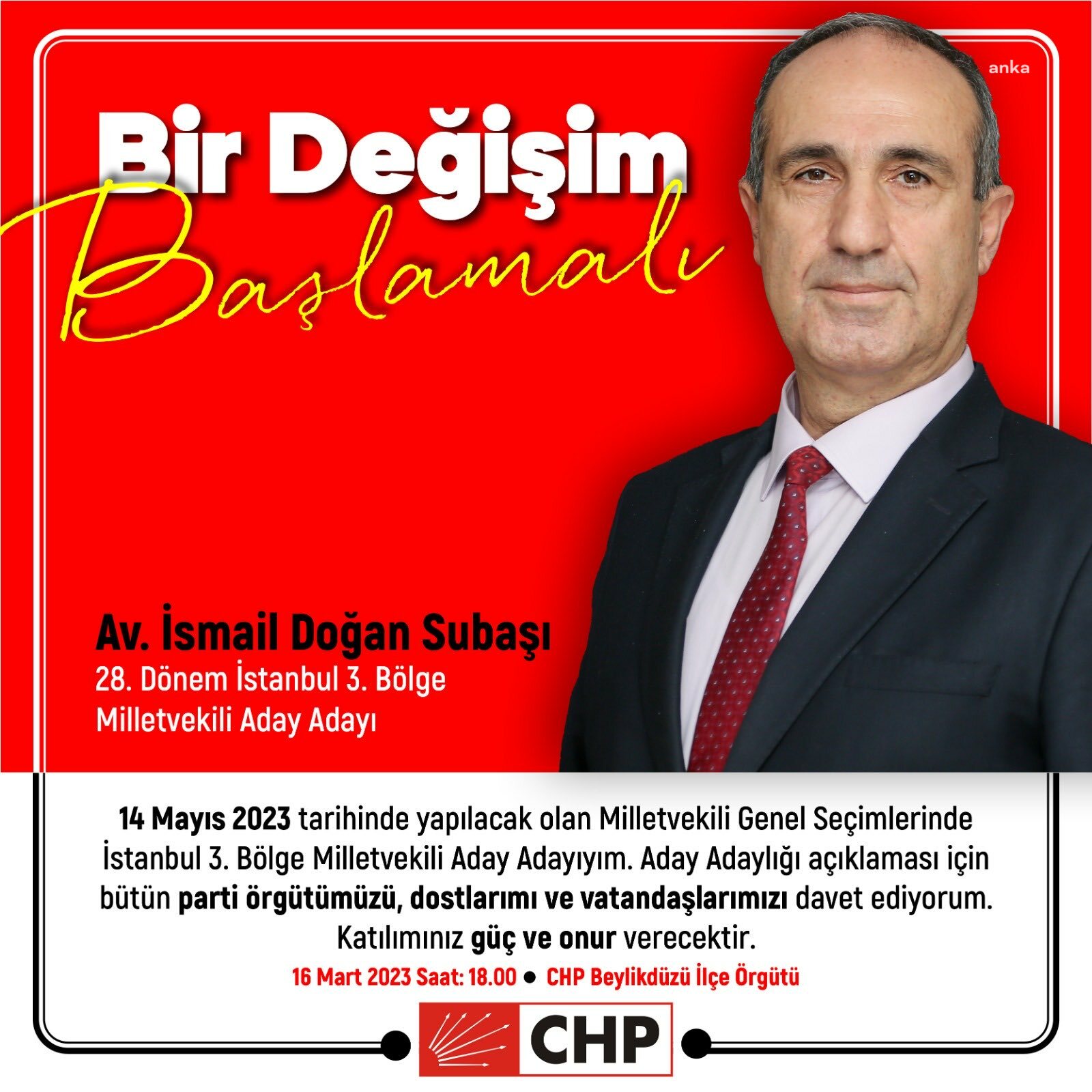 CHP'Lİ DOĞAN SUBAŞI, MİLLETVEKİLİ ADAY ADAYLIĞI İÇİN İBB VE BEYLİKDÜZÜ MECLİS ÜYELİKLERİNDEN İSTİFA ETTİ