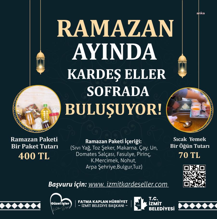 İZMİT BELEDİYESİ, RAMAZAN AYINDA İHTİYAÇ SAHİBİ YURTTAŞLARA GIDA DESTEĞİ VERECEK