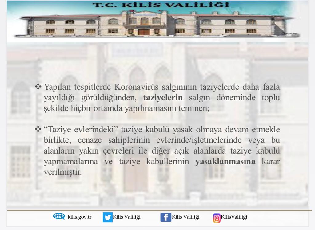 KİLİS'TE TAZİYELER YASAKLANDI