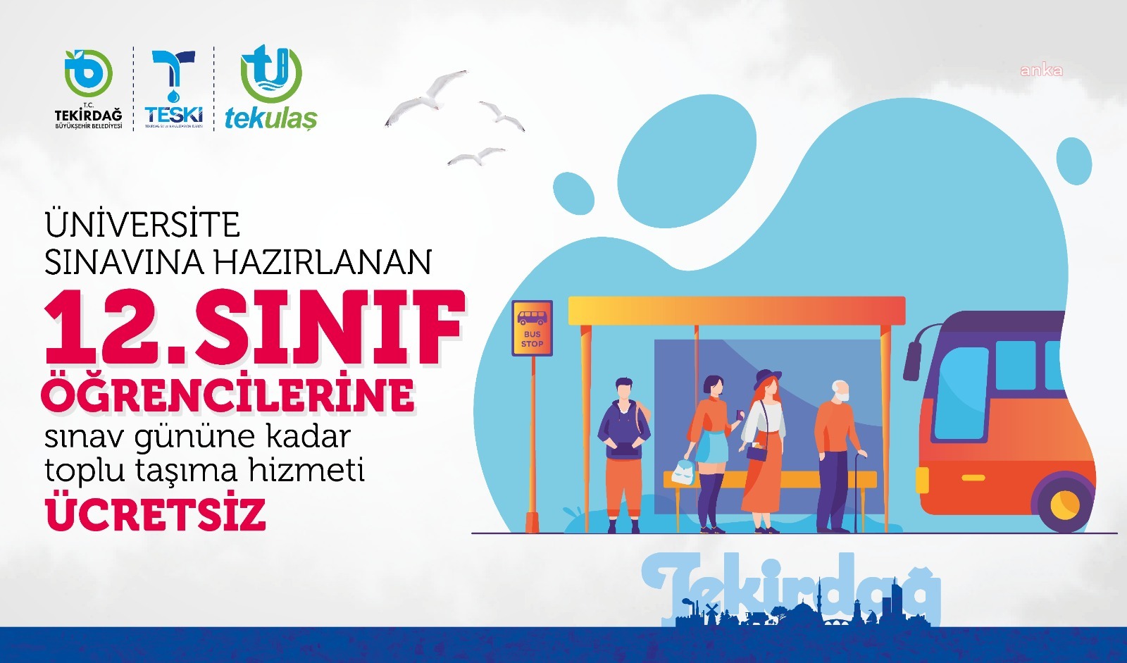 TEKİRDAĞ BÜYÜKŞEHİR’DEN 12. SINIFLARA ŞEHİR İÇİ ULAŞIMDA AYLIK 20 BİNİŞ HAKKI