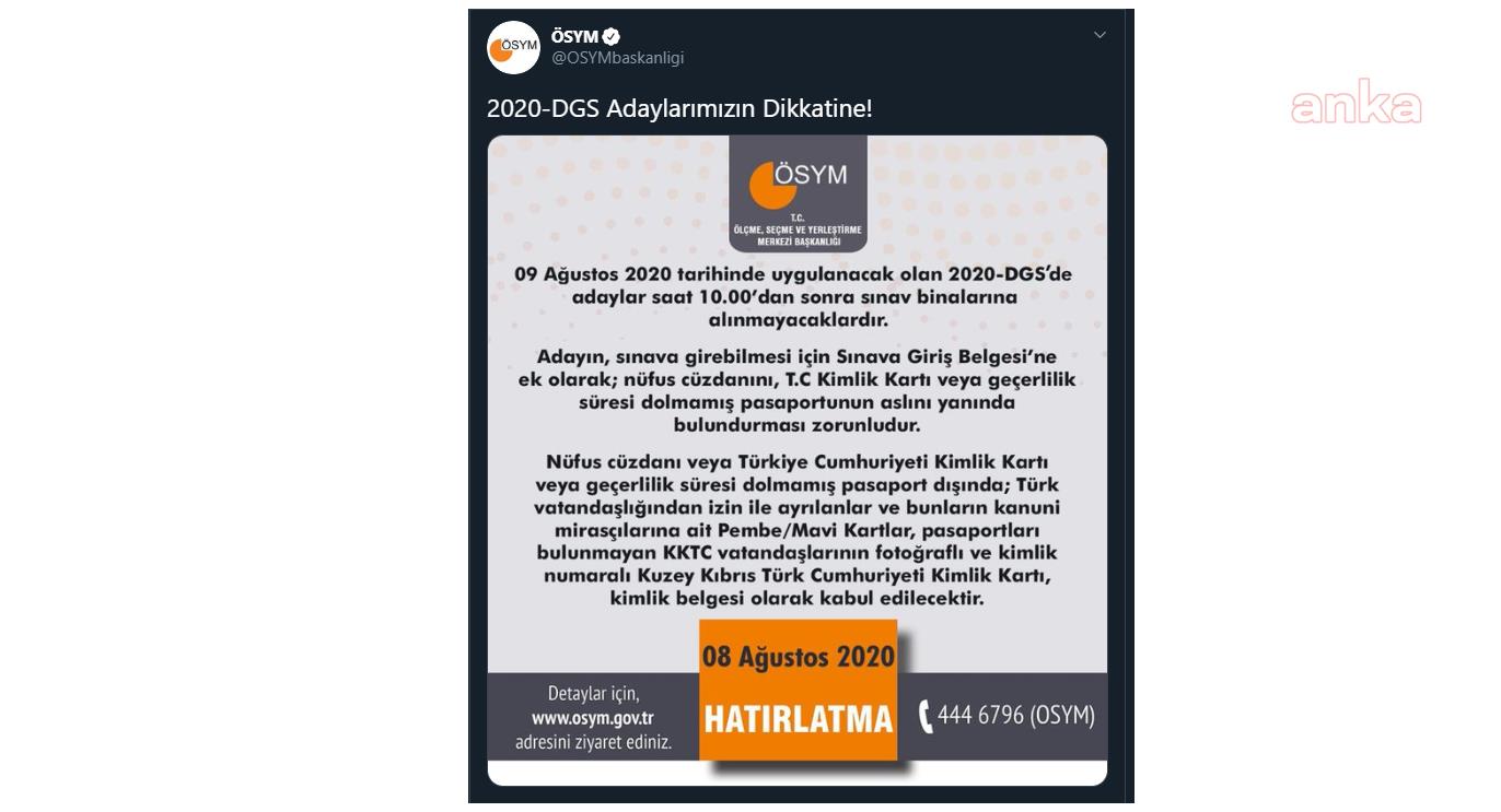 DGS ADAYLARINA ÖSYM’DEN UYARI