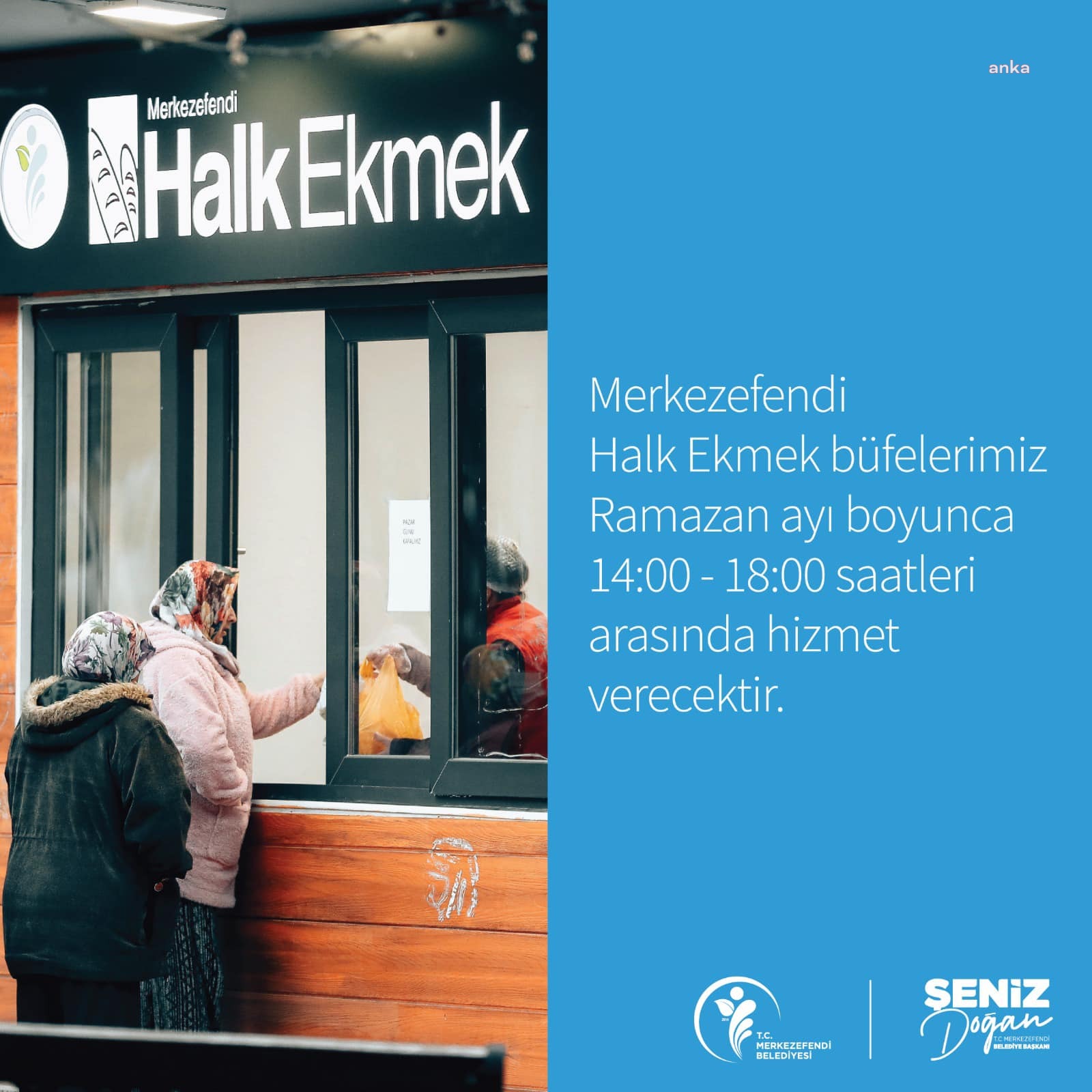 MERKEZEFENDİ HALK EKMEK’İN RAMAZAN’DAKİ ÇALIŞMA SAATLERİ BELLİ OLDU