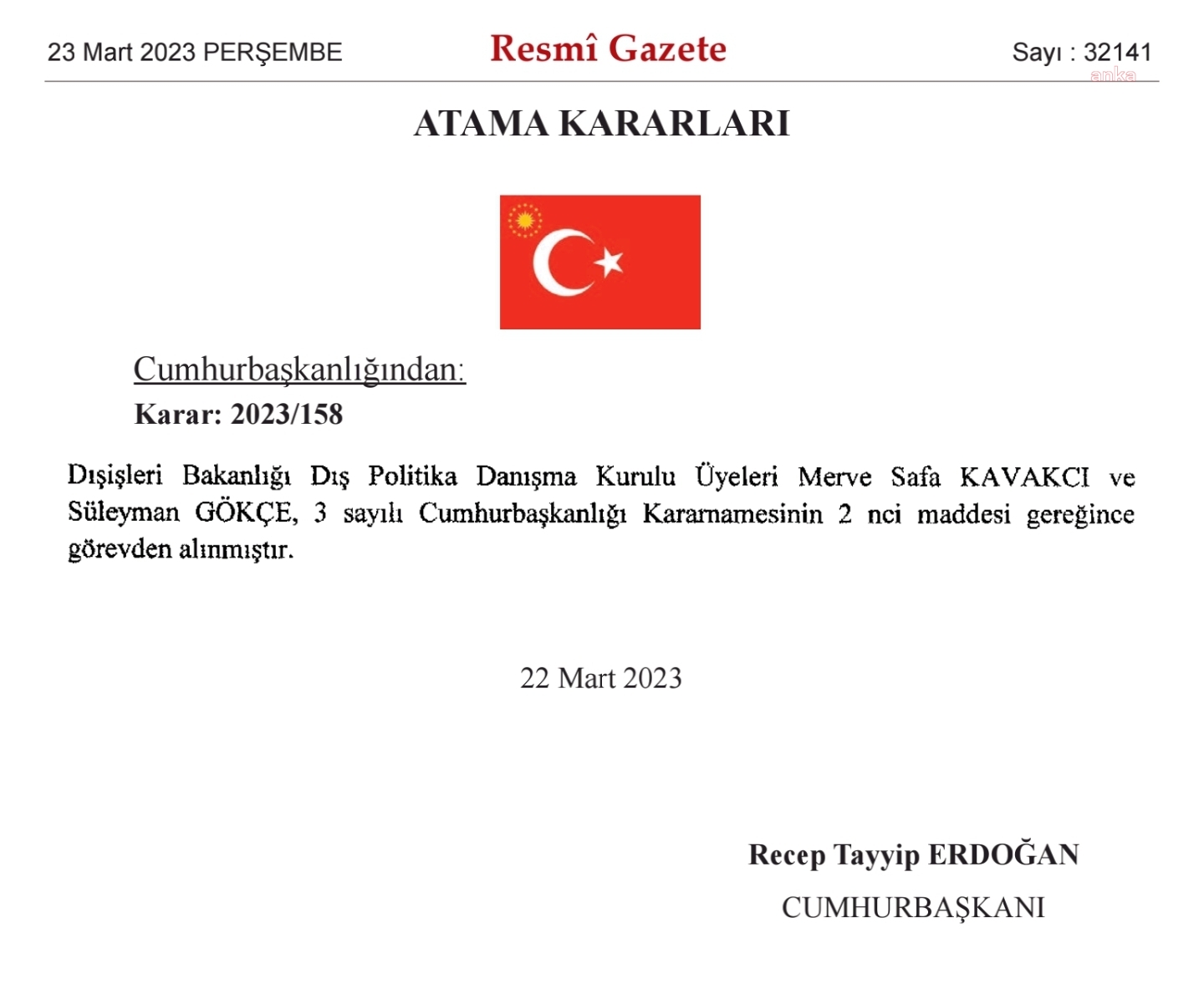 DIŞİŞLERİ BAKANLIĞI DIŞ POLİTİKA KURULU ÜYESİ MERVE KAVAKÇI, GÖREVİNDEN ALINDI