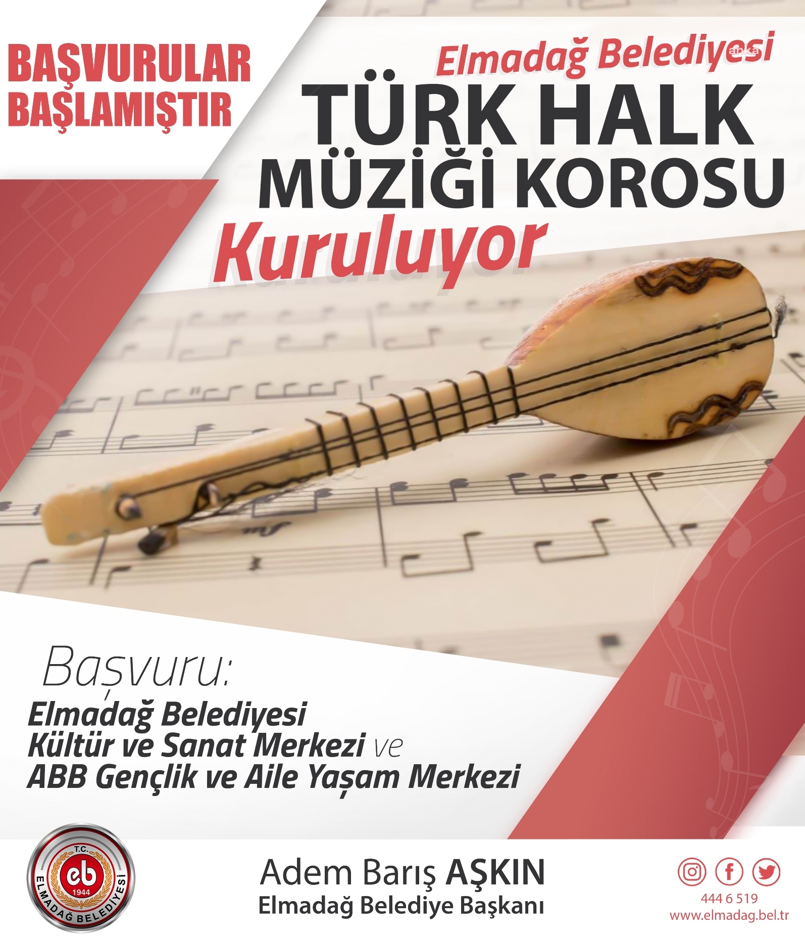 ELMADAĞ BELEDİYESİ’NİN TÜRK HALK MÜZİĞİ KURSLARINA KAYITLAR BAŞLADI