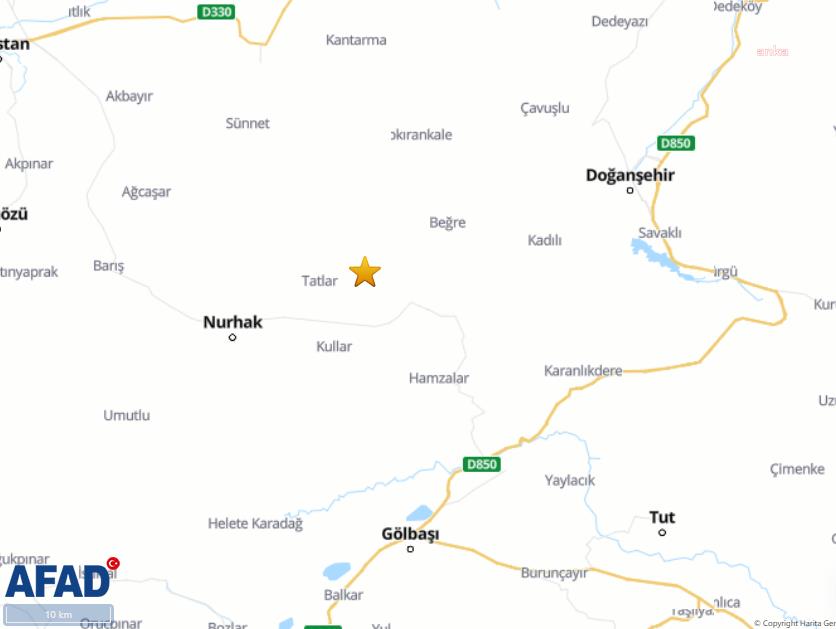 KAHRAMANMARAŞ’IN NURHAK İLÇESİNDE 4.4 BÜYÜKLÜĞÜNDE DERPEM OLDU