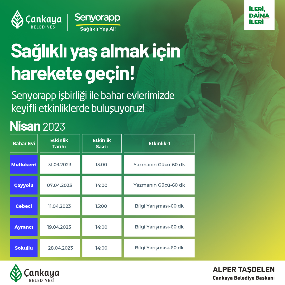 ÇANKAYA BELEDİYESİ'NİN BAHAREVLERİ'NDE SAĞLIKLI YAŞLANMA SEMİNERLERİ