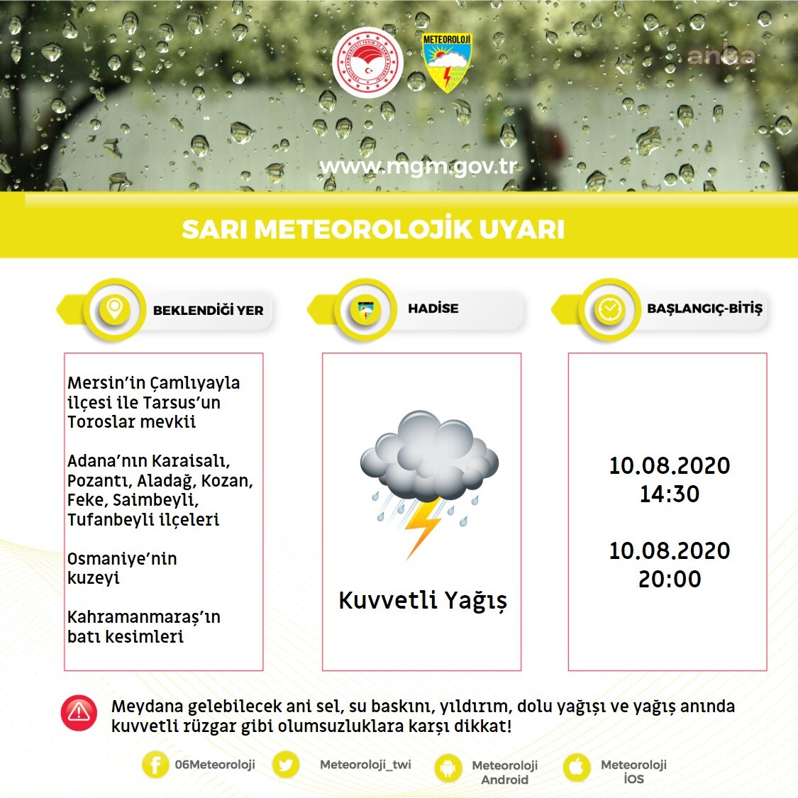 METEOROLOJi UYARDI: DOĞU AKDENİZ'E SAĞANAK YAĞIŞ GELİYOR