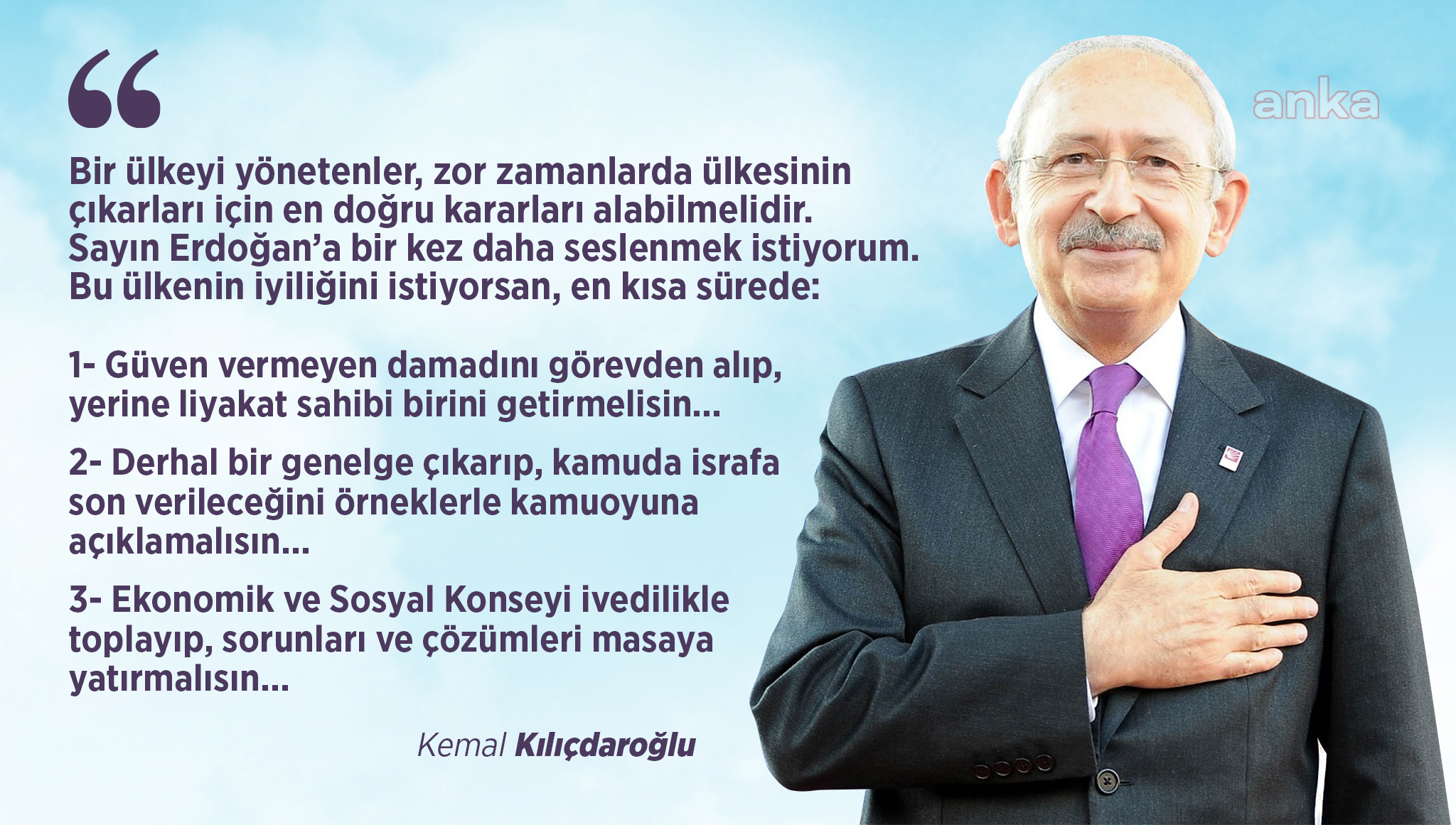KILIÇDAROĞLU’NDAN ERDOĞAN’A ÇAĞRI: DAMADI GÖREVDEN ALIP, LİYAKAT SAHİBİ BİRİNİ GETİRMELİSİN