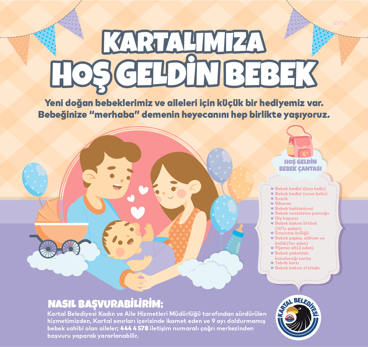 KARTAL'DA YENİ DOĞAN BEBEKLERİN İLK HEDİYESİ BELEDİYE’DEN