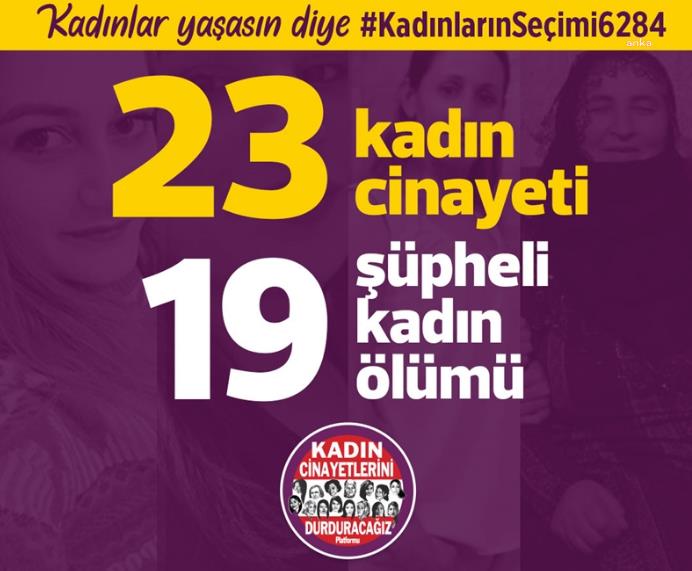 KADIN CİNAYETLERİNİ DURDURACAĞIZ PLATFORMU'NUN MART AYI RAPORU: 23 KADIN ÖLDÜRÜLDÜ, 19 KADIN ŞÜPHELİ ŞEKİLDE ÖLÜ BULUNDU