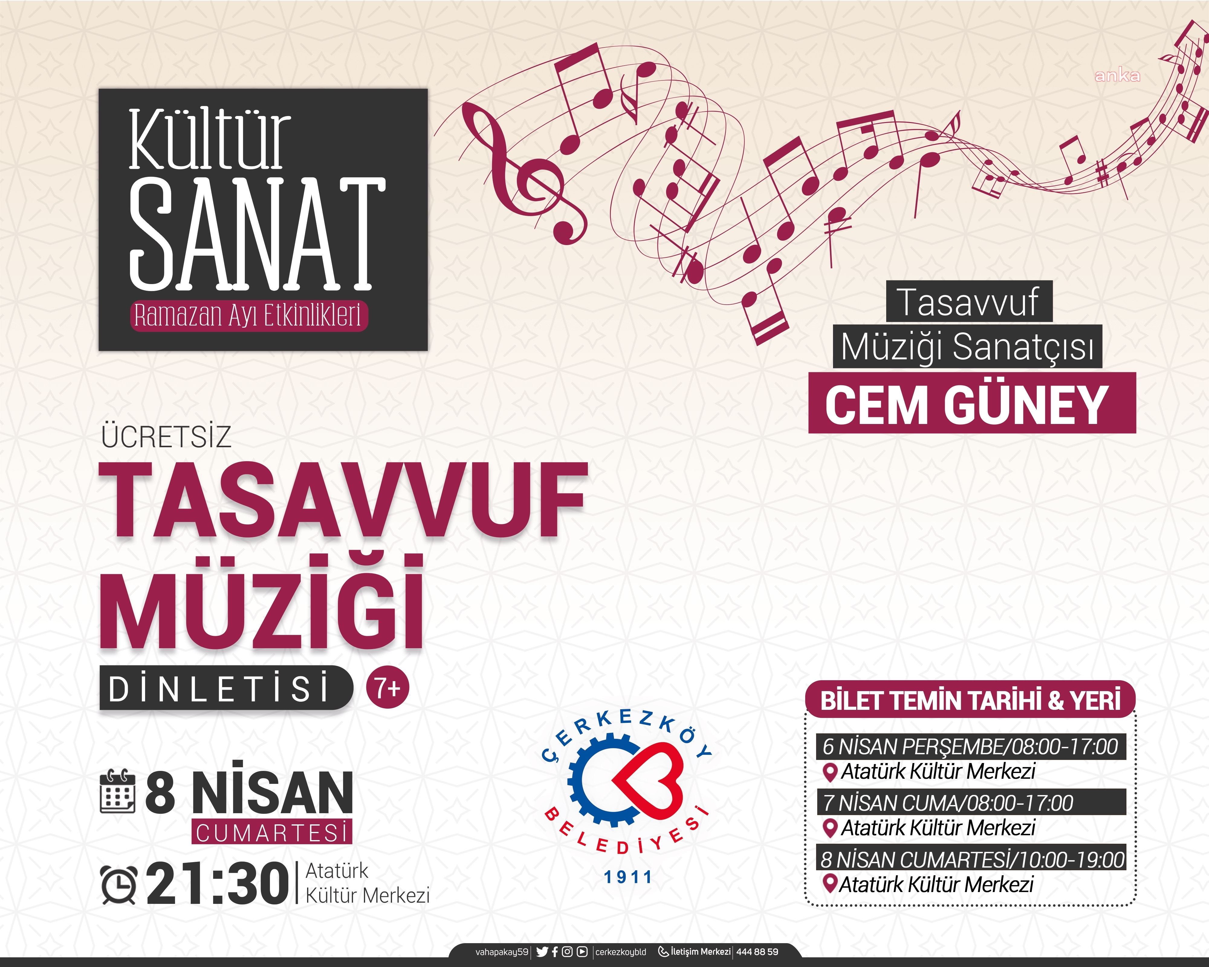 ÇERKEZKÖY BELEDİYESİ'NDEN TASAVVUF MÜZİĞİ DİNLETİSİ