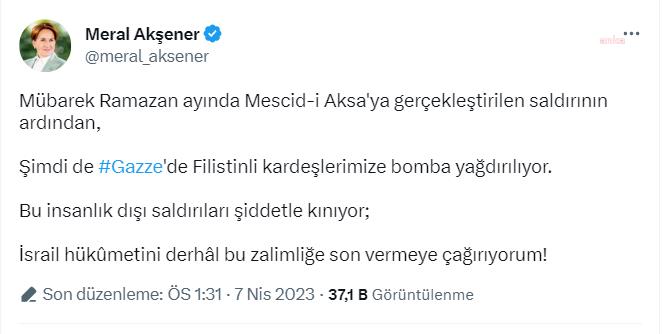 AKŞENER: “İSRAİL HÜKÛMETİNİ DERHAL BU ZALİMLİĞE SON VERMEYE ÇAĞIRIYORUM”