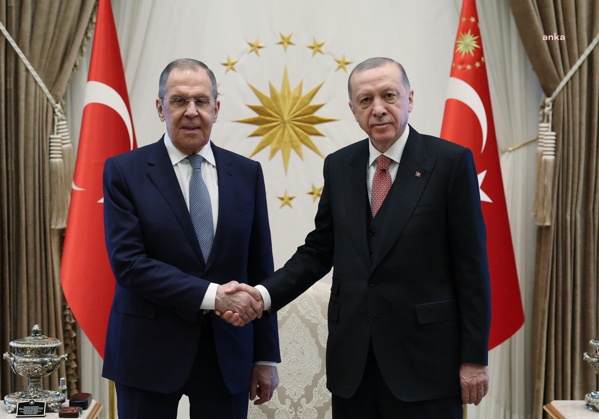 CUMHURBAŞKANI ERDOĞAN, RUSYA DIŞİŞLERİ BAKANI LAVROV İLE CUMHURBAŞKANLIĞI'NDA BİR ARAYA GELDİ