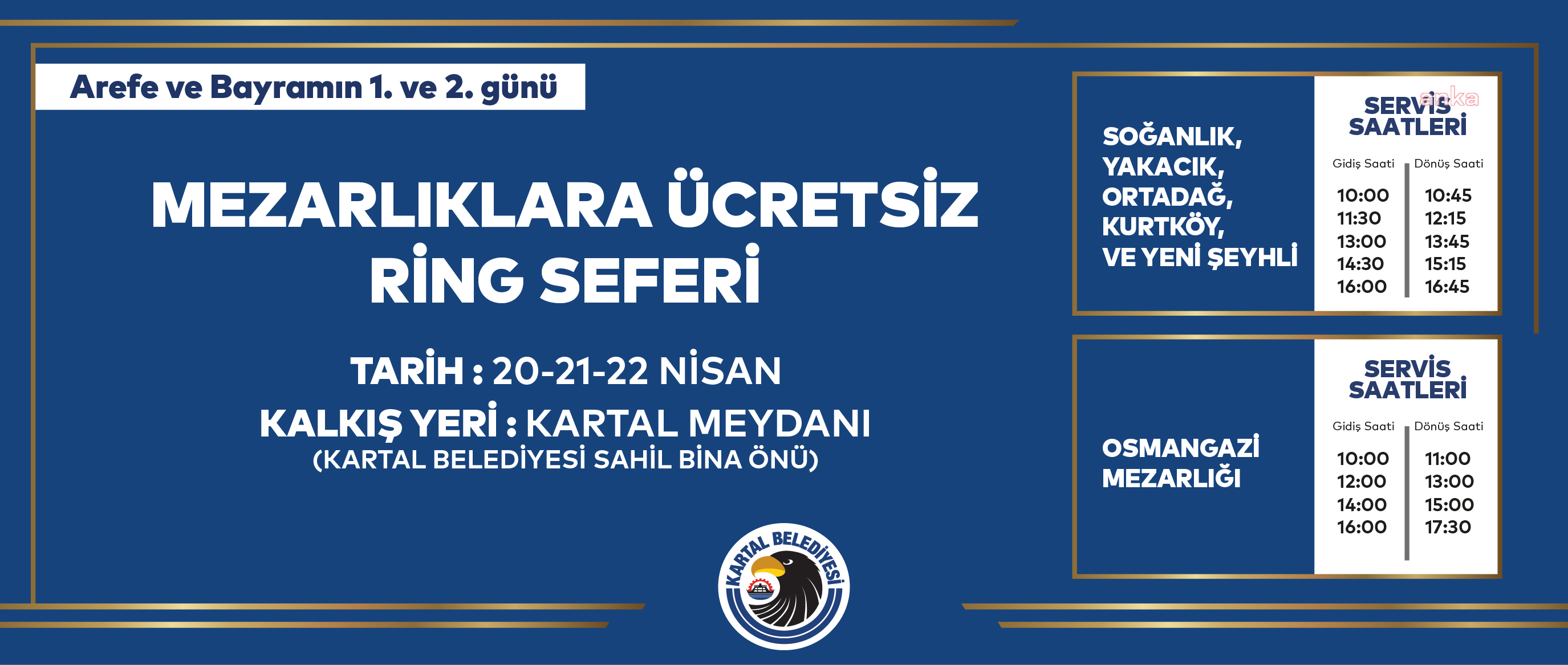 KARTAL BELEDİYESİ'NDEN RAMAZAN BAYRAMI’NDA MEZARLIKLARA ÜCRETSİZ ULAŞIM HİZMETİ