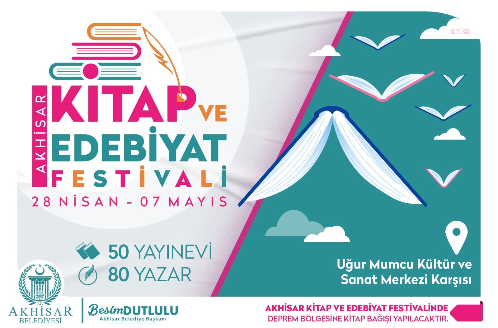 AKHİSAR BELEDİYESİ’NİN KİTAP VE EDEBİYAT FESTİVALİ BAŞLIYOR