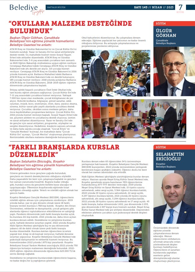 KIRŞEHİR BELEDİYE BAŞKANI EKİCİOĞLU, EĞİTİME YÖNELİK HİZMET, PROJE VE POLİTİKALARINI ANLATTI