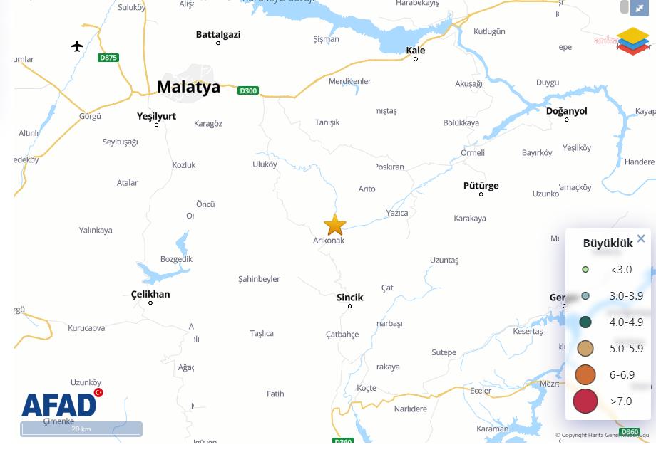 MALATYA PÜTÜRGE'DE 4.4 BÜYÜKLÜĞÜNDE DEPREM OLDU