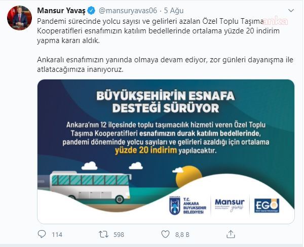ÖZEL TOPLU TAŞIMA KOOPERATİFLERİ ESNAFI İÇİN YÜZDE 20 İNDİRİM YAPILACAK