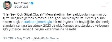 SANATÇILAR, İMAMOĞLU’NA YÖNELİK PROVOKASYONA TEPKİ GÖSTERDİ. CEM YILMAZ: “İYİLİĞİN KAZANMASINA HASRETİZ”