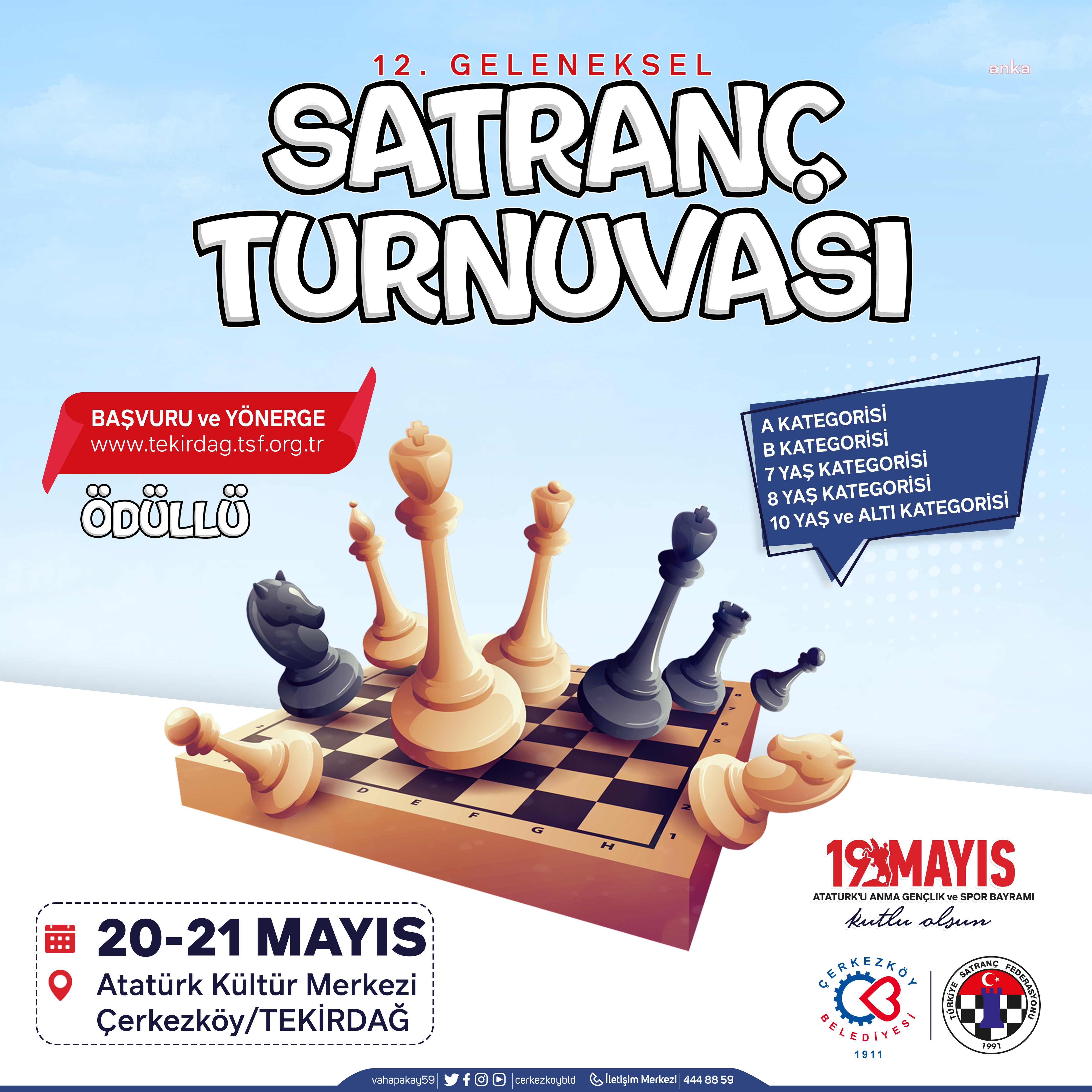 ÇERKEZKÖY'DE 12.GELENEKSEL SATRANÇ TURNUVASI İÇİN KAYITLAR BAŞLIYOR